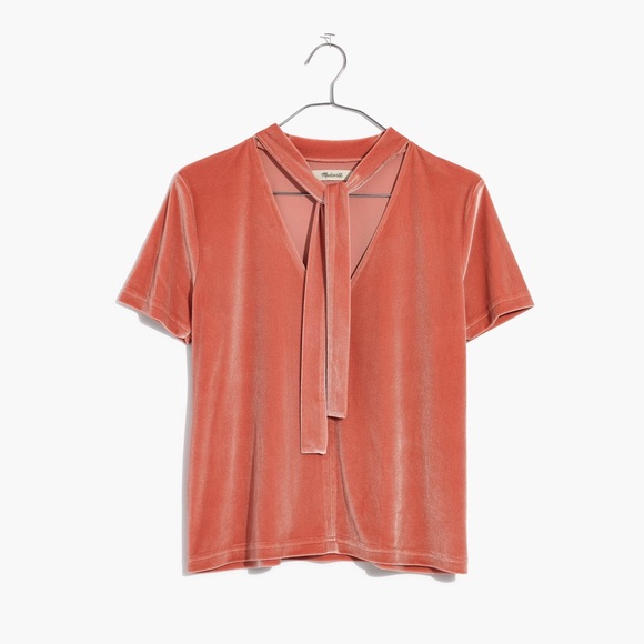 Madewell Coral Velvet T-shirt with Tie - Picture 3 of 6